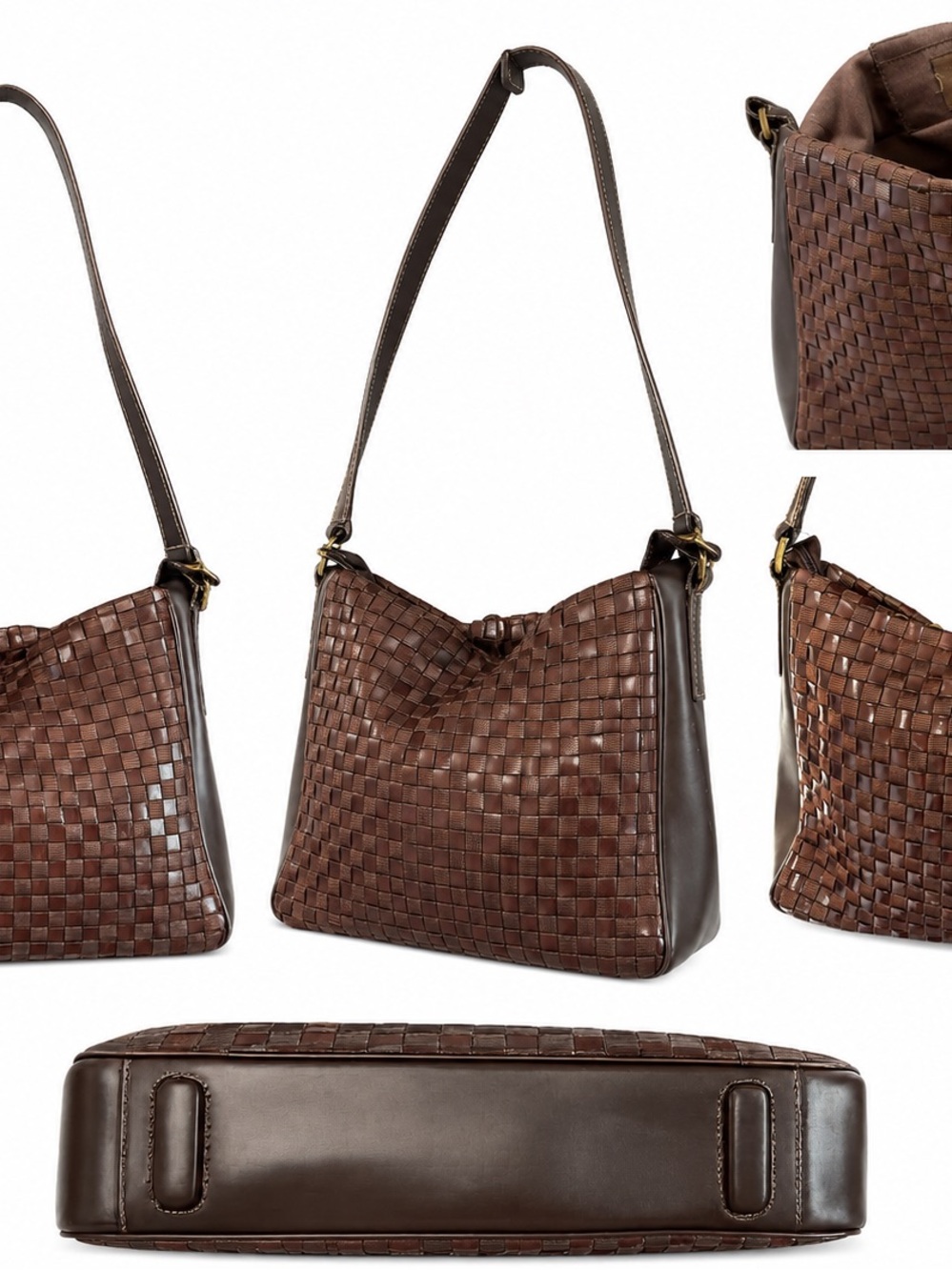 The Sak Woven Leather Shoulder Bag - Brown